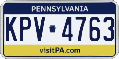 PA license plate KPV4763