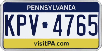 PA license plate KPV4765