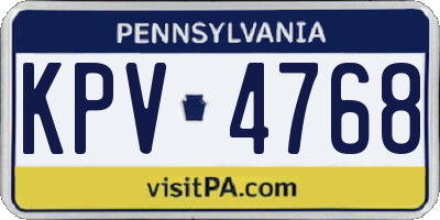 PA license plate KPV4768