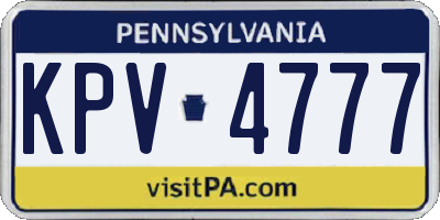 PA license plate KPV4777