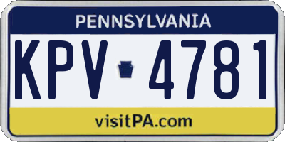 PA license plate KPV4781