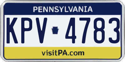 PA license plate KPV4783