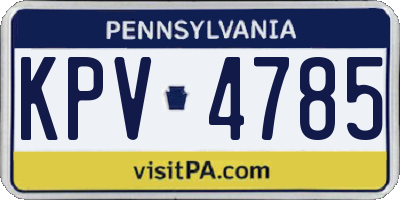 PA license plate KPV4785