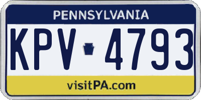 PA license plate KPV4793