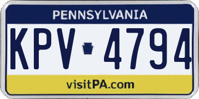 PA license plate KPV4794