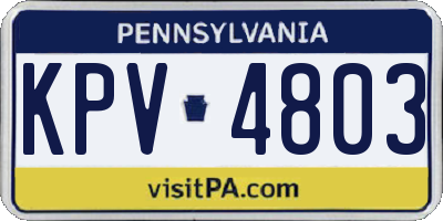 PA license plate KPV4803