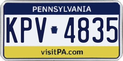 PA license plate KPV4835
