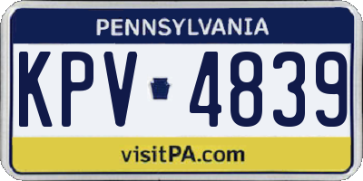 PA license plate KPV4839