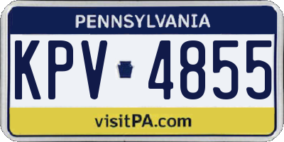 PA license plate KPV4855