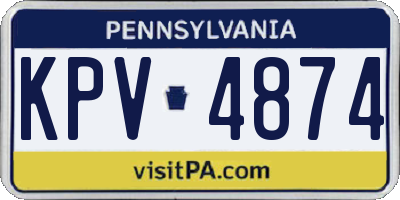 PA license plate KPV4874