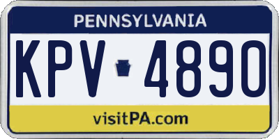 PA license plate KPV4890