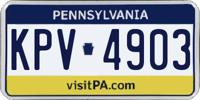 PA license plate KPV4903