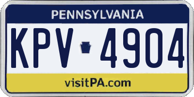 PA license plate KPV4904