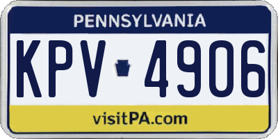 PA license plate KPV4906