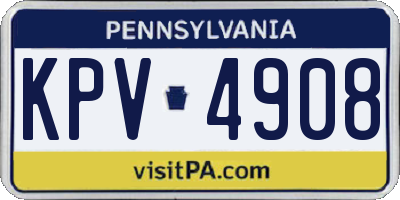 PA license plate KPV4908