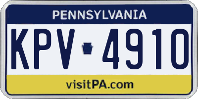 PA license plate KPV4910