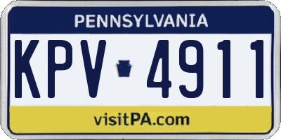 PA license plate KPV4911