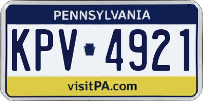 PA license plate KPV4921