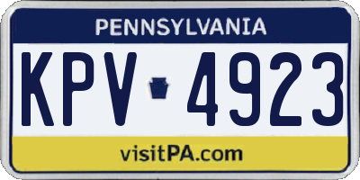 PA license plate KPV4923
