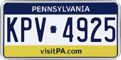 PA license plate KPV4925