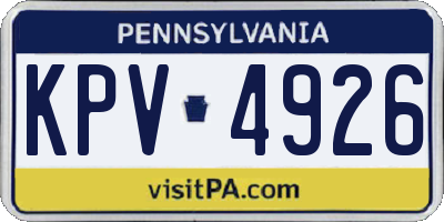 PA license plate KPV4926