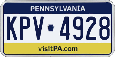 PA license plate KPV4928