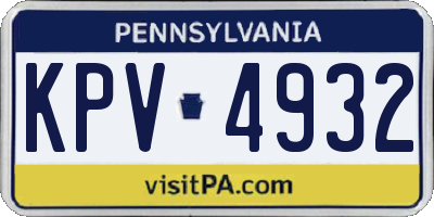 PA license plate KPV4932