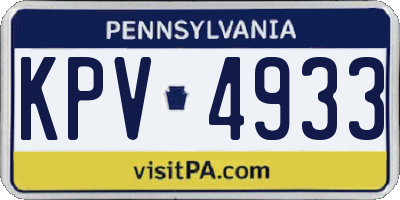 PA license plate KPV4933