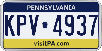 PA license plate KPV4937