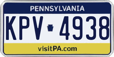 PA license plate KPV4938