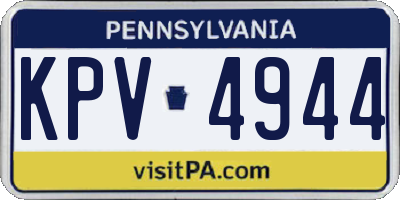 PA license plate KPV4944