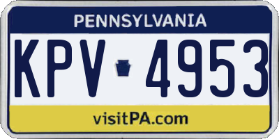 PA license plate KPV4953