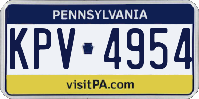 PA license plate KPV4954