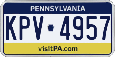 PA license plate KPV4957