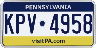 PA license plate KPV4958