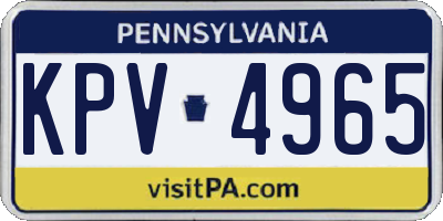 PA license plate KPV4965