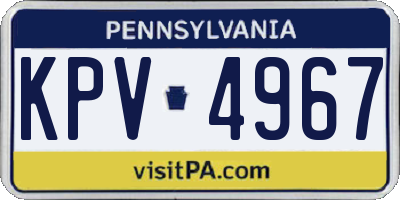 PA license plate KPV4967