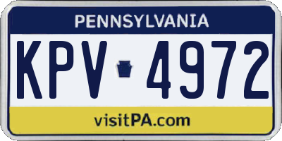 PA license plate KPV4972