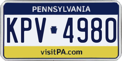 PA license plate KPV4980
