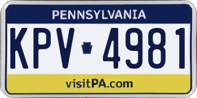 PA license plate KPV4981