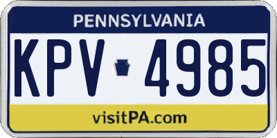 PA license plate KPV4985