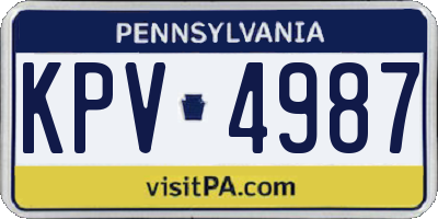 PA license plate KPV4987