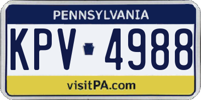 PA license plate KPV4988