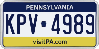 PA license plate KPV4989