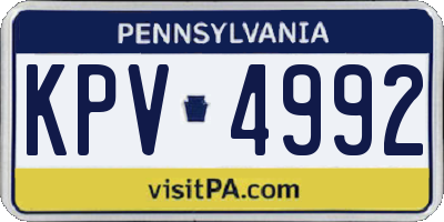 PA license plate KPV4992