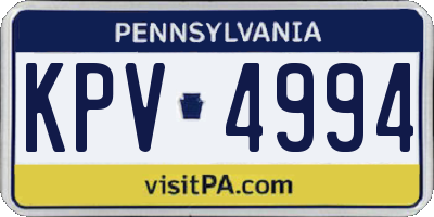 PA license plate KPV4994