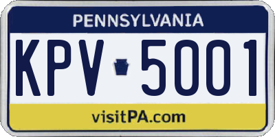 PA license plate KPV5001