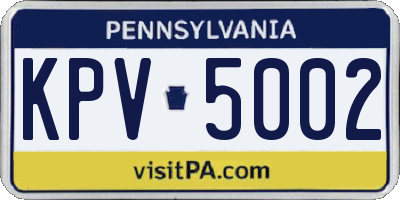 PA license plate KPV5002