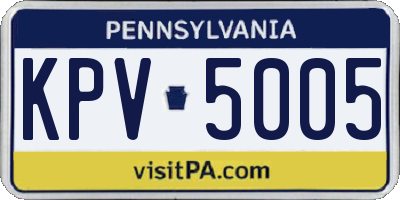 PA license plate KPV5005