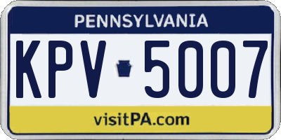 PA license plate KPV5007